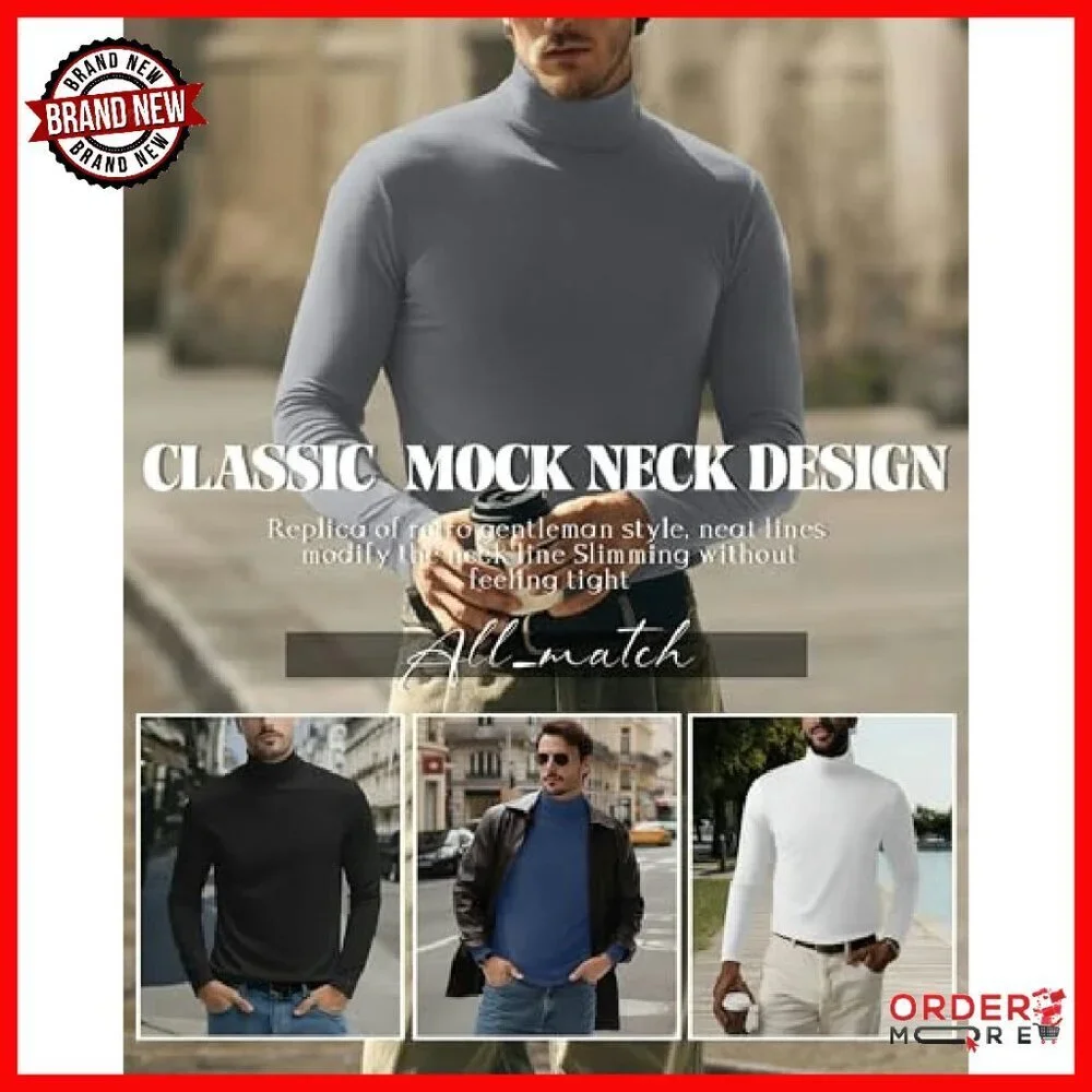 Big & Tall Turtleneck Shirts 6-Pack Long Sleeve Loose Fit Multipack